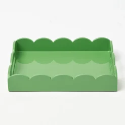 Small Green Lacquer Scalloped Tray