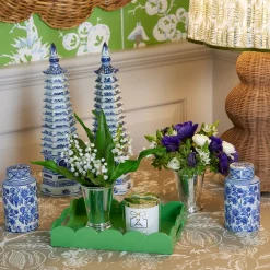 Small Green Lacquer Scalloped Tray