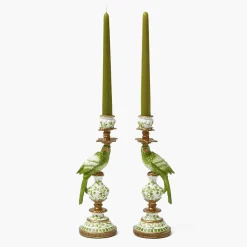 Small Green Parrot Candle Holders (Pair)
