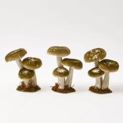 Small Green Velvet Mushrooms (Set of 3)