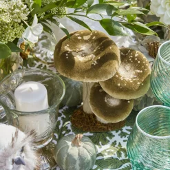 Small Green Velvet Mushrooms (Set of 3)