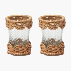 Small Helena Rattan Hurricane Lantern (Pair)