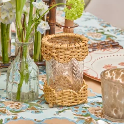 Small Helena Rattan Hurricane Lantern (Pair)