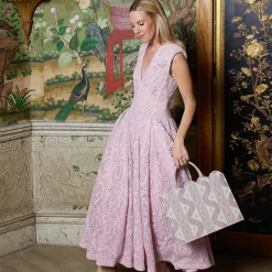 Small Mrs. Alice Tote Bag (Pink Ikat)