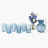 Small Navy Hobnail Jug & Glasses (Set of 6)