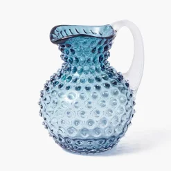 Small Navy Hobnail Jug & Glasses (Set of 6)