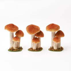 Small Orange Velvet Mushrooms (Set of 3)