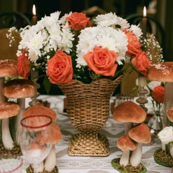 Small Orange Velvet Mushrooms (Set of 3)