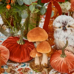 Small Orange Velvet Mushrooms (Set of 3)