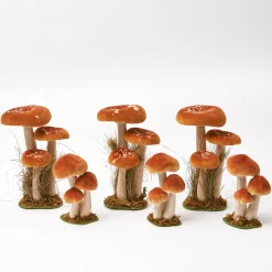 Small Orange Velvet Mushrooms (Set of 3)