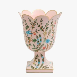 Small Pink Chinoiserie Tole Urn Vase