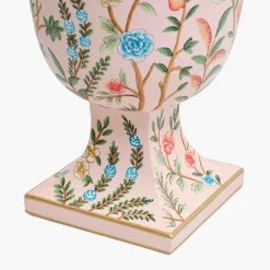 Small Pink Chinoiserie Tole Urn Vase