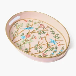 Small Pink Oval Chinosierie Tole Tray
