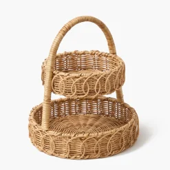 Small Rattan Two Tiered Stand