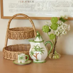 Small Rattan Two Tiered Stand