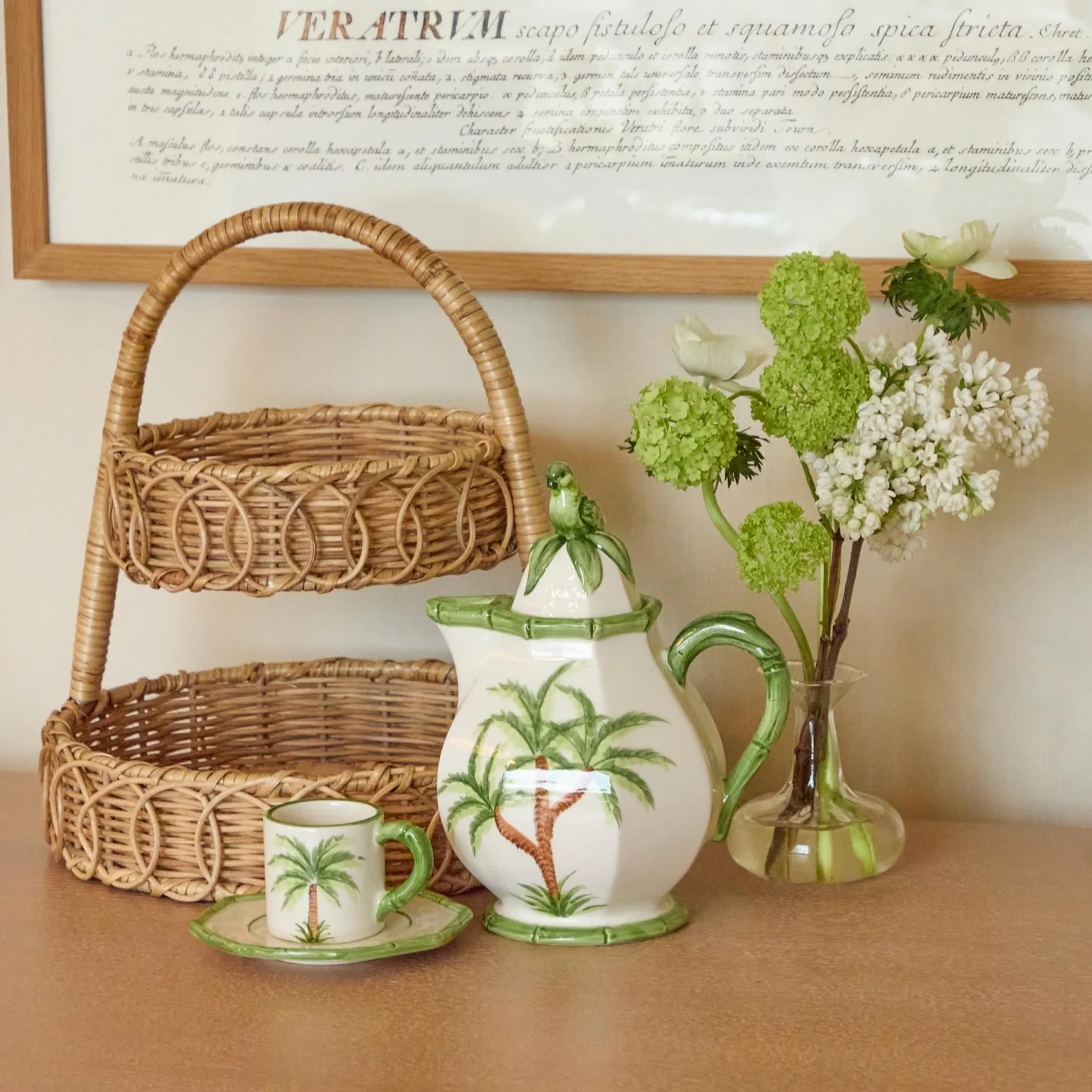 Small Rattan Two Tiered Stand