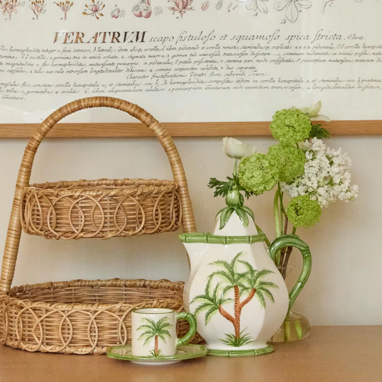 Small Rattan Two Tiered Stand