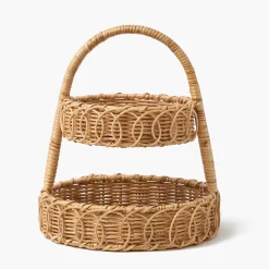 Small Rattan Two Tiered Stand