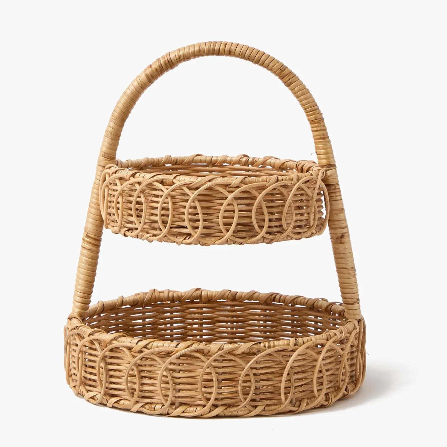 Small Rattan Two Tiered Stand
