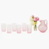 Small Rose Pink Hobnail Jug & Glasses (Set of 6)