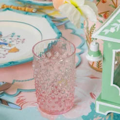 Small Rose Pink Hobnail Jug & Glasses (Set of 6)