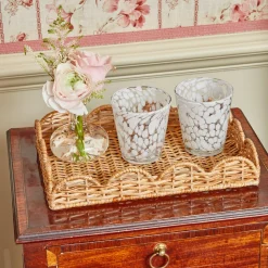 Small Scalloped Rattan Tray