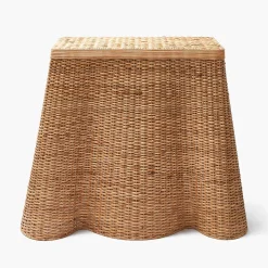 Small Vivienne Rattan Scalloped Console Table
