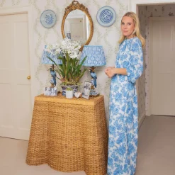 Small Vivienne Rattan Scalloped Console Table