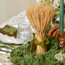 Small Wheat Sheaf with Green Velvet Bow (Pair)