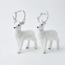 Snow White Glitter Reindeer (Pair)