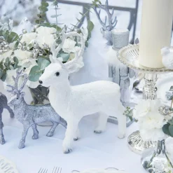 Snow White Glitter Reindeer (Pair)
