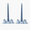 Soft Blue Ceramic Bow Candle Holder (Pair)