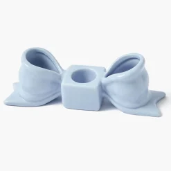 Soft Blue Ceramic Bow Candle Holder (Pair)