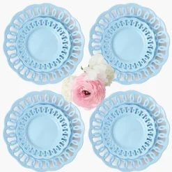 Soft Blue Lace Dinner & Starter Plates (Set of 8)
