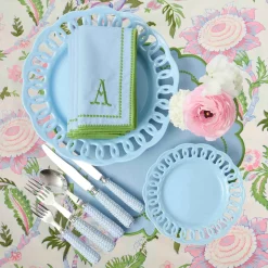 Soft Blue Lace Dinner & Starter Plates (Set of 8)