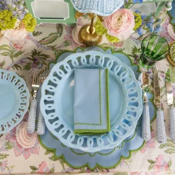 Soft Blue Lace Dinner & Starter Plates (Set of 8)