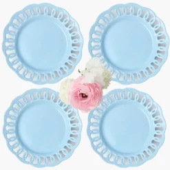 Soft Blue Lace Dinner Plates (Set of 4)