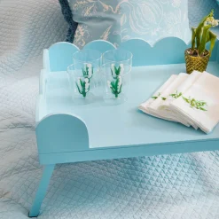 Soft Blue Lacquer Breakfast Tray