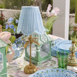Soft Blue Lotus Deep Scalloped Lampshade (14cm)