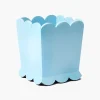 Soft Blue Scalloped Lacquer Waste Paper Bin