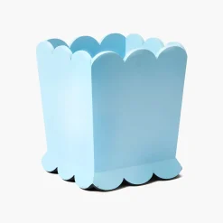 Soft Blue Scalloped Lacquer Waste Paper Bin