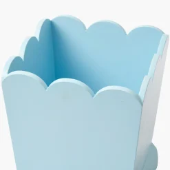 Soft Blue Scalloped Lacquer Waste Paper Bin