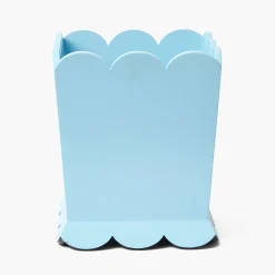 Soft Blue Scalloped Lacquer Waste Paper Bin