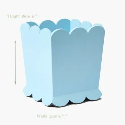 Soft Blue Scalloped Lacquer Waste Paper Bin