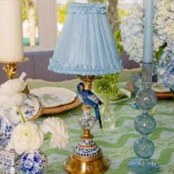 Soft Blue Silk Frilled Lampshade (18cm)