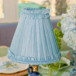 Soft Blue Silk Frilled Lampshade (18cm)