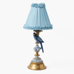 Soft Blue Silk Frilled Lampshade (18cm)