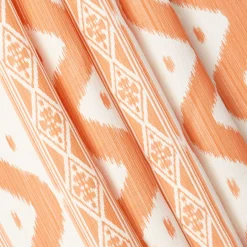 Soft Coral Ikat Stripe Fabric
