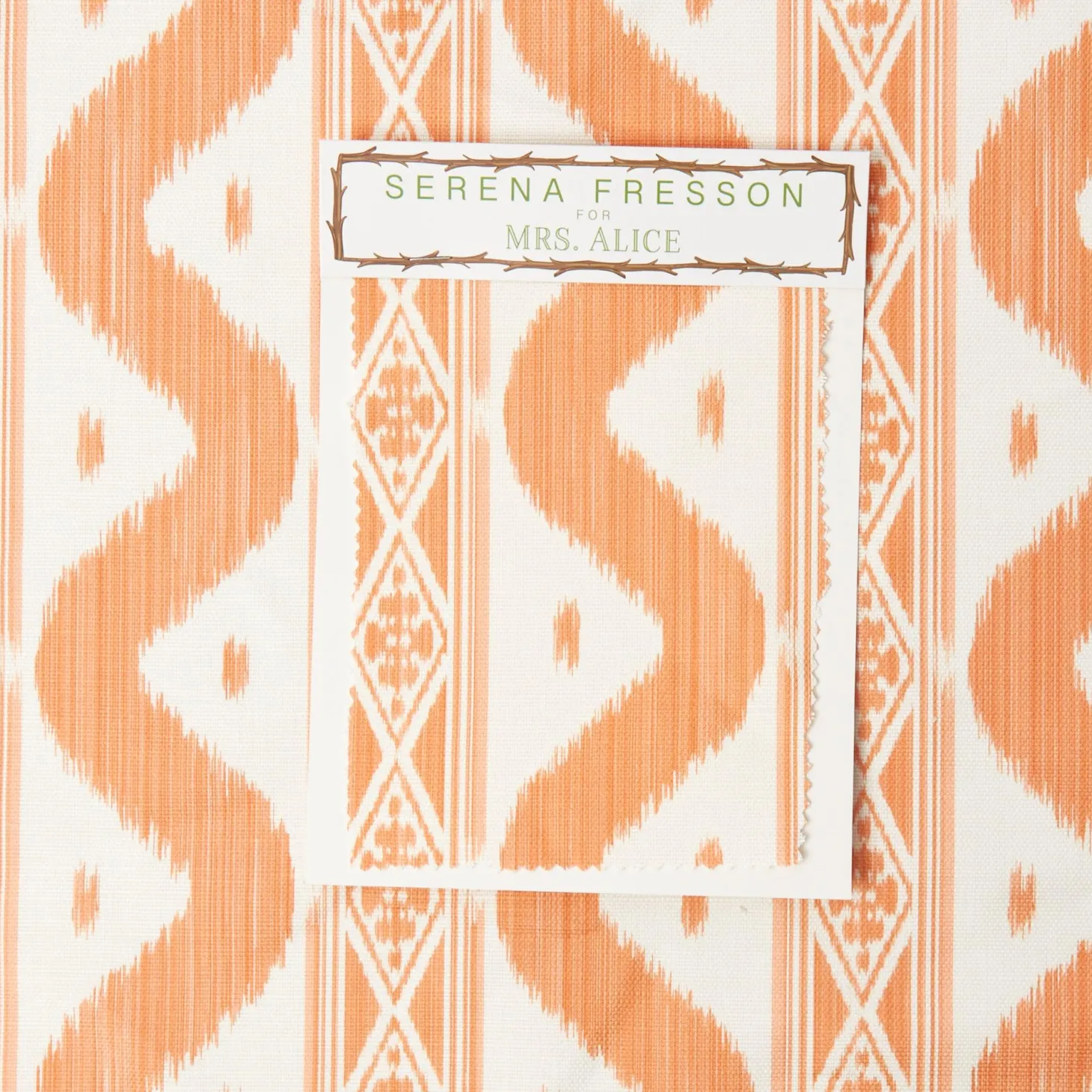 Soft Coral Ikat Stripe Fabric