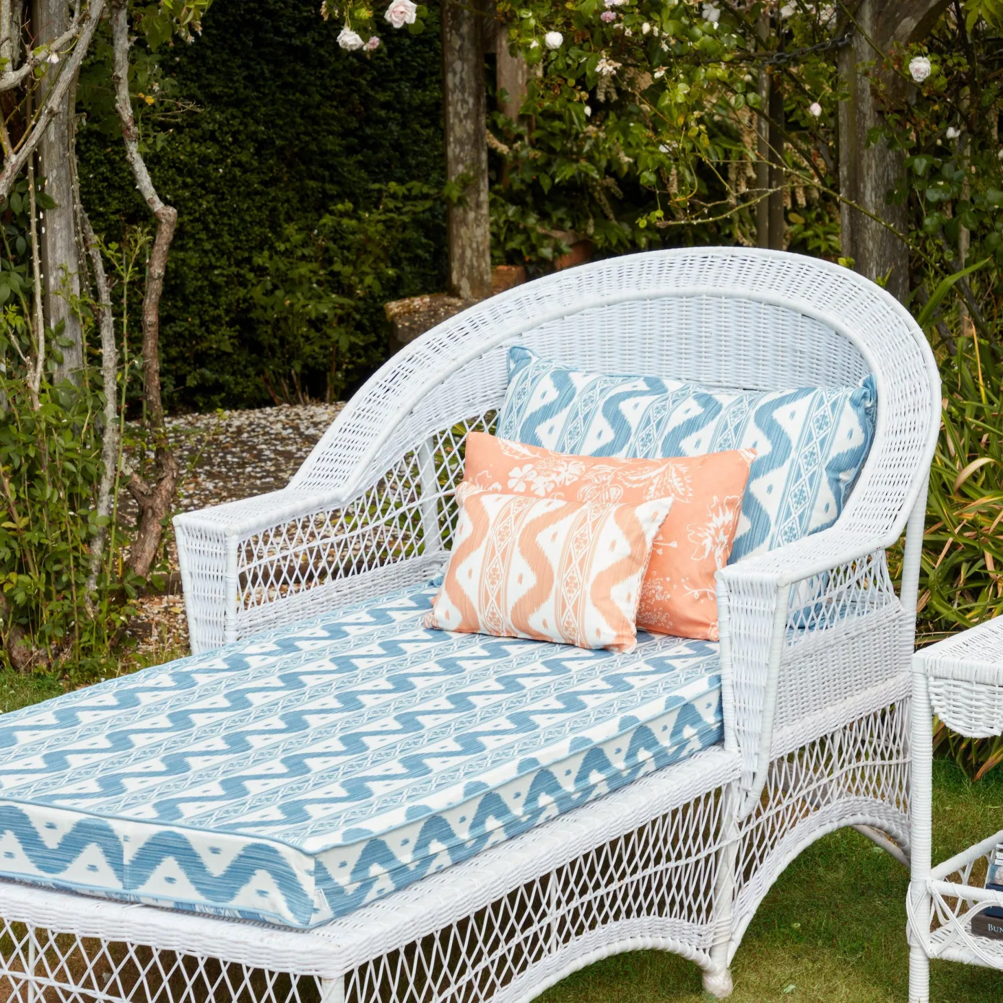 Soft Coral Ikat Stripe Fabric